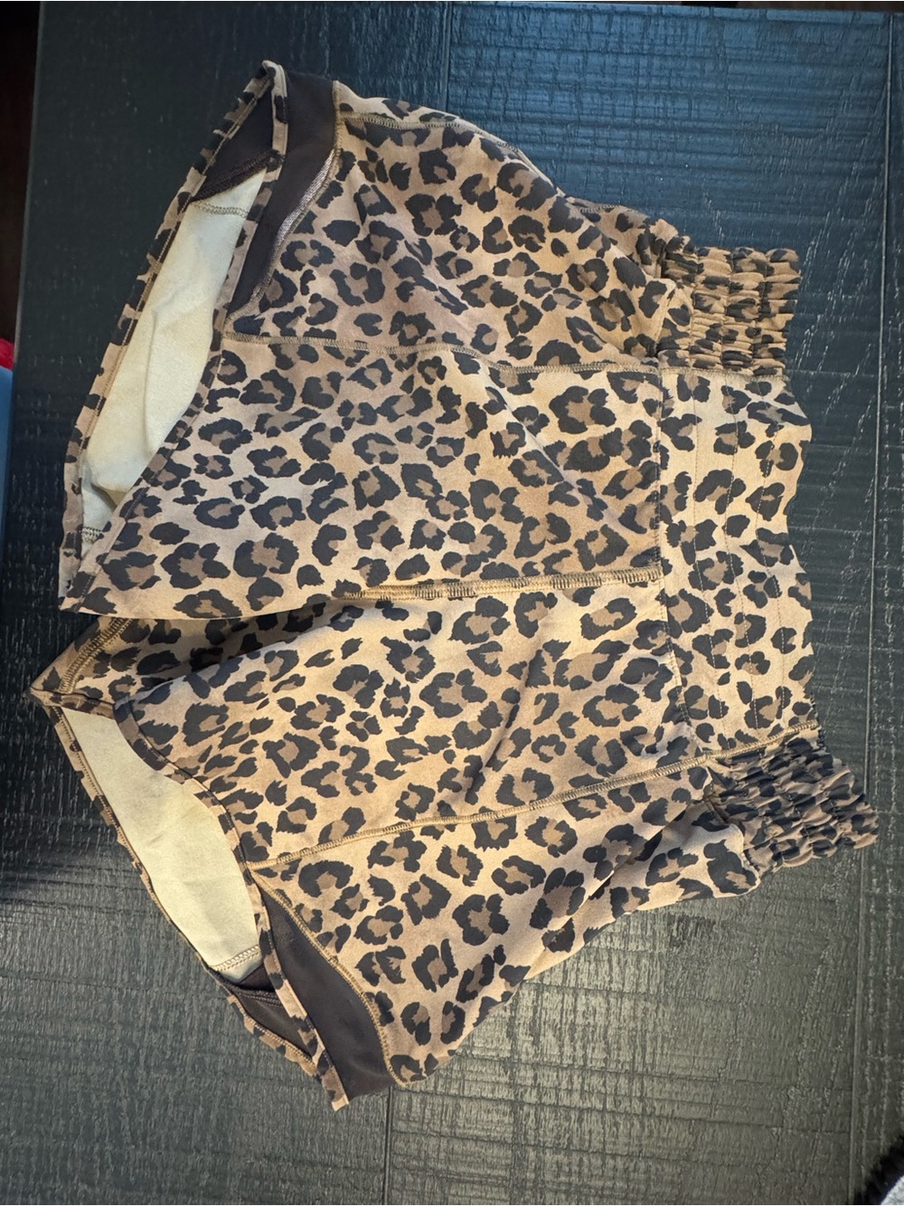 lululemon athletica Leopard Print Pull-On Shorts - Tan and Black